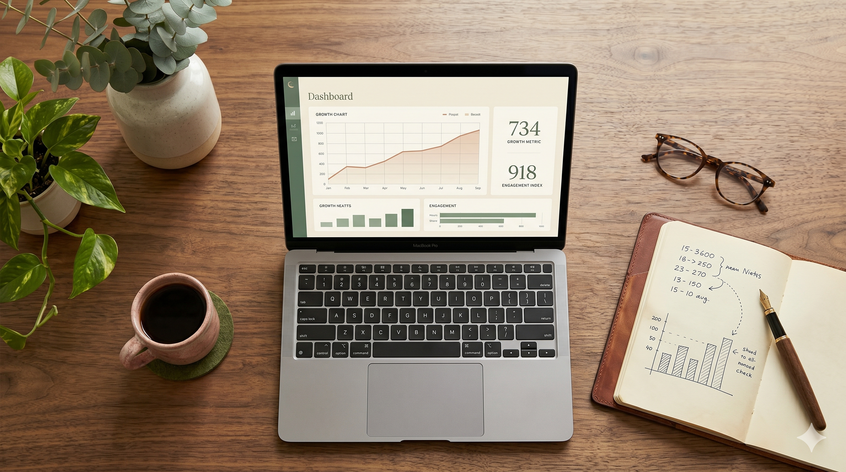 A laptop showing a dashboard with conversion metrics and lead data — the numbers that turn a vague growth concern into a specific, solvable problem.