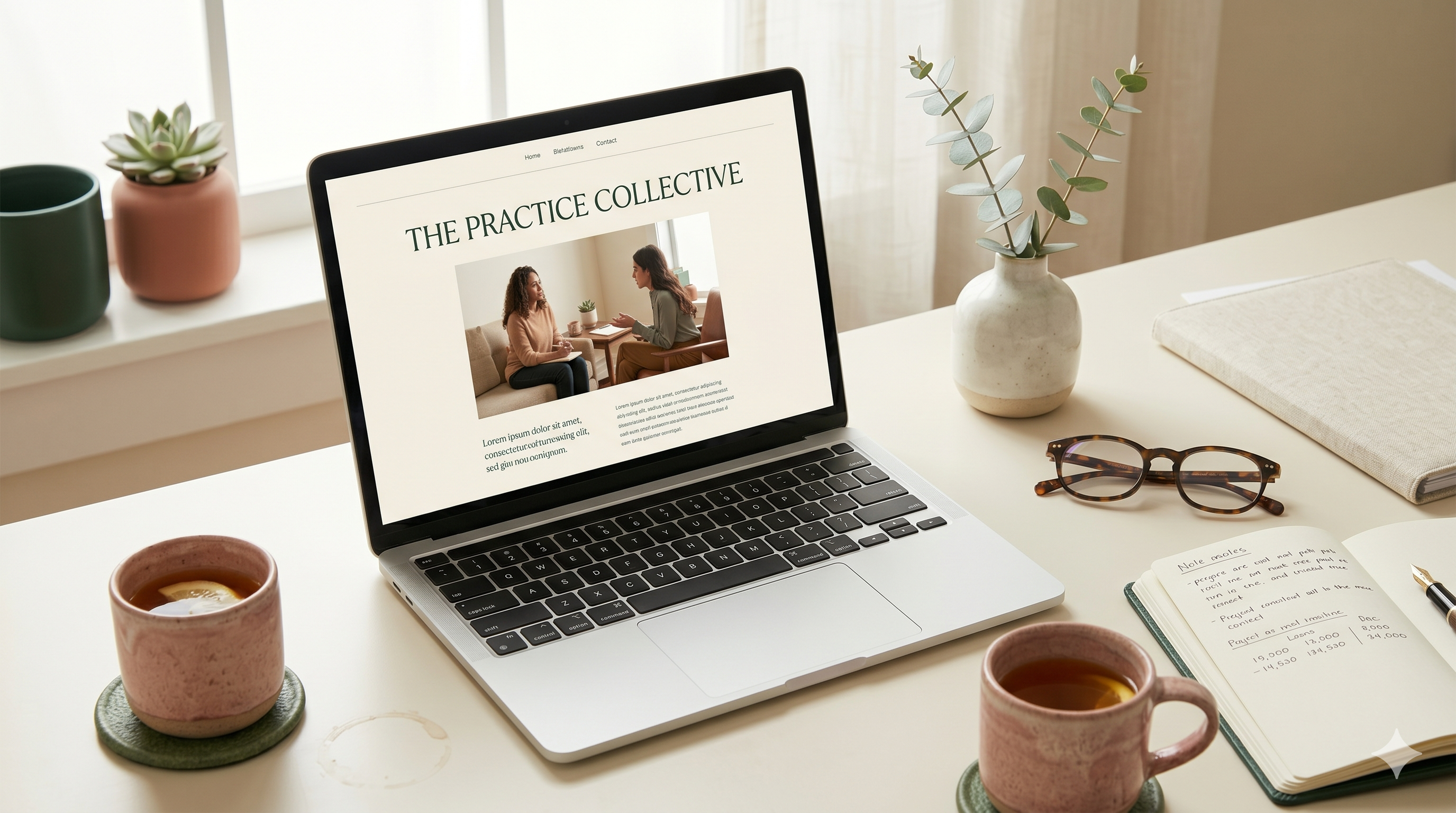 A laptop displaying a clean, well-designed website on a tidy desk — the kind of digital presence that does its job before marketing brings traffic to it.